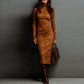📢📢 60   %  OFF  !! ✨Elegant Turtleneck Long-Sleeve Bodycon Dress