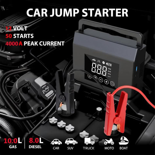 📢📢50%  OFF !! ⏰ 2-in-1 Car Starter & Air Compressor - Start Your Engine and Inflate Tires Anytime, Anywhere 🚗