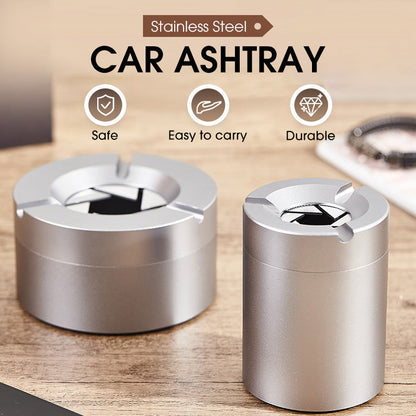 📢📢 50 %  OFF !! ✨360° Stainless Steel Twist-Lock Ashtray - Now on Sale🚬🚬 Odor-Proof & With Cigarette Holder for Car & Home