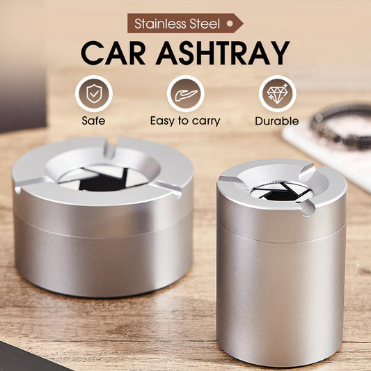 📢📢 50 %  OFF !! ✨360° Stainless Steel Twist-Lock Ashtray - Now on Sale🚬🚬 Odor-Proof & With Cigarette Holder for Car & Home