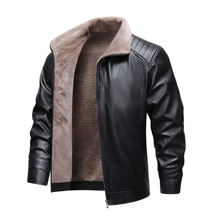 📢📢70 %  OFF !! ⏰Men's Winter PU Leather Jacket with Plush Lining