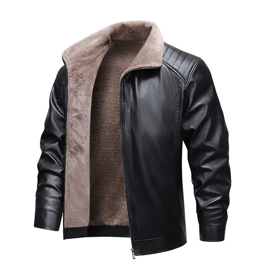 📢📢70 %  OFF !! ⏰Men's Winter PU Leather Jacket with Plush Lining