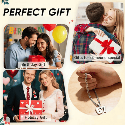 📢📢50 %  OFF !! ⏰ 67 Number Pendant Necklace – Fashion Statement Piece, 925 Sterling Silver & Gift Box 💎🎁