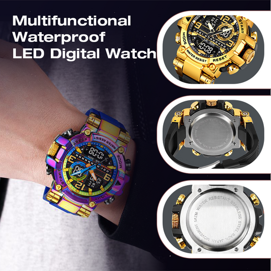 📢📢40% OFF !! ⏰ Multifunctional Waterproof LED Digital Watch – 50M, Dual Movement, Stopwatch 🌙