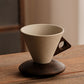 Vintage Coffee Mug with Wooden Handle & Saucer
