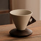 Vintage Coffee Mug with Wooden Handle & Saucer