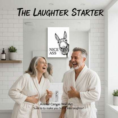 📢📢50 %  OFF !! ⏰✨Funny Bathroom Wall Art - "Nice Ass" Donkey Print