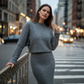Women's Casual Crewneck Knit Sweater Dress