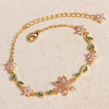 📢📢50 %  OFF !! ⏰Women's Cherry Blossom Rhinestone Bracelet