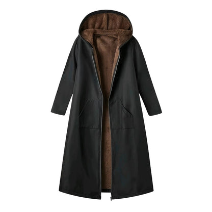 📢📢60 %  OFF !! ⏰Women’s Vintage Fuzzy-Lined Long Coat With Hood🧥