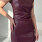 📢📢60 %  OFF !! ⏰Women's Ruched Faux Leather Midi Dress