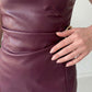 📢📢60 %  OFF !! ⏰Women's Ruched Faux Leather Midi Dress