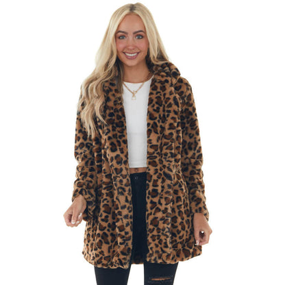 📢📢60 %  OFF !! ⏰ Women's Plush Leopard Coat – Super-Soft, Warm & Stylish, Viral Fall Outfit 💃📦