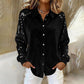 📢📢50%  OFF !! ⏰Women's Sequin Long Sleeve Button-Down Shirt