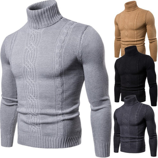 📢📢Final Sale - Limited Sizes⏰70 % OFF⏰ Men's Slim Fit Cable Knit Turtleneck Sweater