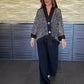 📢📢60 %  OFF !! ⏰Women's V-Neck Sequin Cardigan & Wide-Leg Pants 2-Piece Set