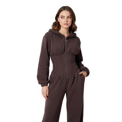📢📢50 %  OFF !! ⏰Warm Hooded Jumpsuit with Corset Waist
