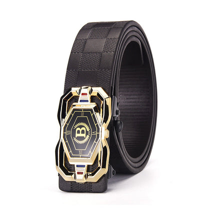 📢📢50%  OFF !! ⏰Leather belt for men with elegant crocodile leather pattern, with automatic buckle and made of cowhide.