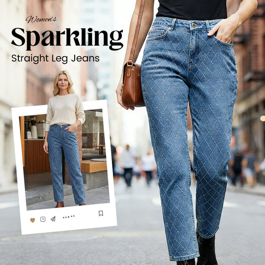 📢📢50%  OFF !! ⏰ Women's Sparkling Straight Leg Jeans