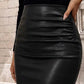 📢📢65%  OFF !! ⏰Women’s Fitted Ruched Slit Faux Leather Skirt