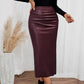 📢📢65%  OFF !! ⏰Women’s Fitted Ruched Slit Faux Leather Skirt