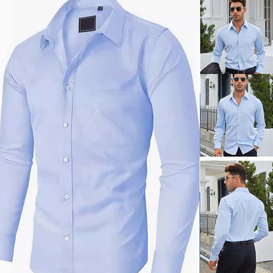 📢📢50%  OFF !! ⏰Solid-Color Long-Sleeve Shirt