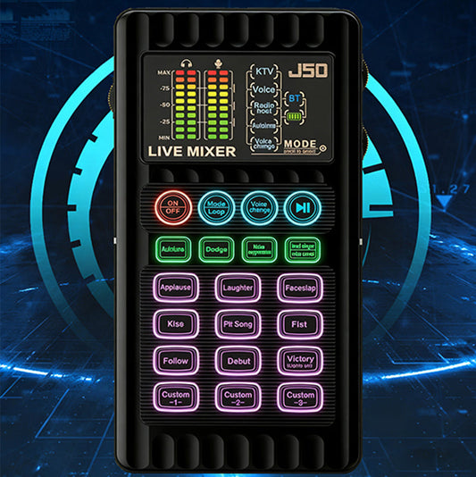 📢📢60% OFF!!⏰ Portable Handheld Live Sound Card (Voice Changer): Multifunctional Effects + Noise Cancellation – Stream from Anywhere!