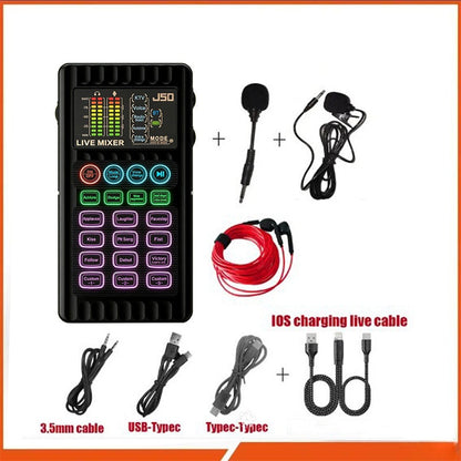 📢📢60% OFF!!⏰ Portable Handheld Live Sound Card (Voice Changer): Multifunctional Effects + Noise Cancellation – Stream from Anywhere!