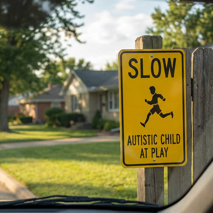 📢📢Buy 2 get 1 free⏰Slow Autistic Child At Play Warning Sign