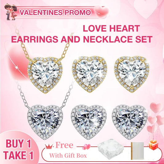 📢📢50%  OFF !! ⏰Heart-Shaped Crystal Necklace & Earring Set