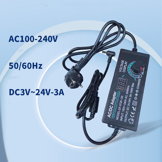 📢📢50%  OFF !! ⏰Adjustable 3V-24V 3A Universal AC/DC Power Adapter