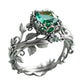 📢📢60%  OFF !! ⏰Green Synthetic Crystal Ring with Intricate Leaf