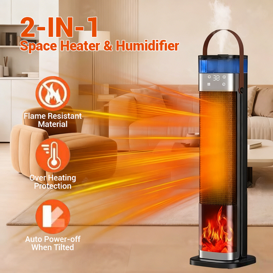 📢📢50%  OFF !! ⏰Indoor heater, with 3 light colors, adjustable thermostat with remote control, tip-over protection