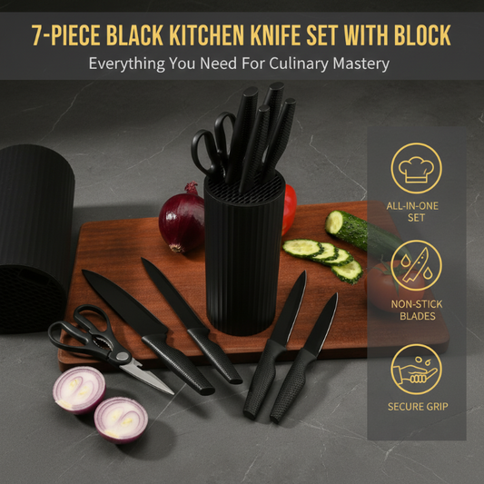 📢📢40% OFF !! ⏰Modern 7-in-1 Kitchen Knife & Scissors Set