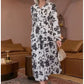 📢📢50%  OFF !!!⏰V-Neck Waist-Cinched Floral Printed Tiered Maxi Dress With Long Sleeves