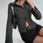 Women's Long Sleeve Striped Button-Up Shirt