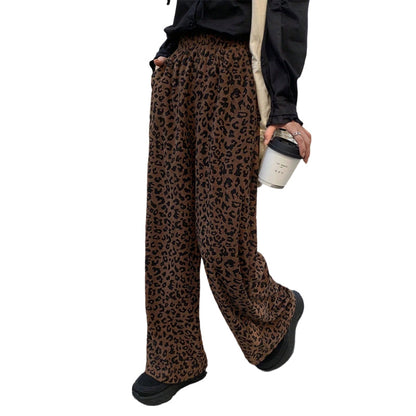 📢📢50% OFF !!!⏰Women's High-Waist Leopard Print Straight-Leg Pants