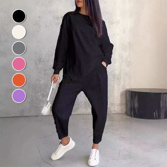 📢📢50% OFF !!!⏰Women Long-Sleeve Irregular Hem Sweatshirts & Pants Set👚👖
