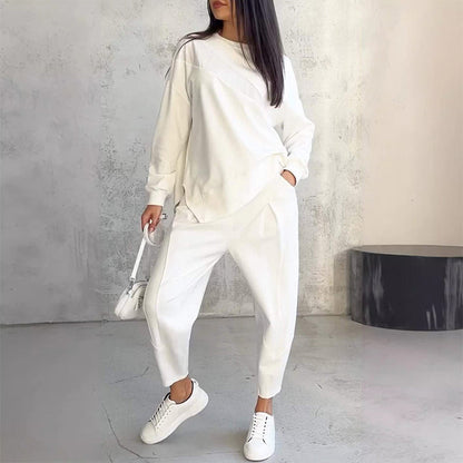 📢📢50% OFF !!!⏰Women Long-Sleeve Irregular Hem Sweatshirts & Pants Set👚👖