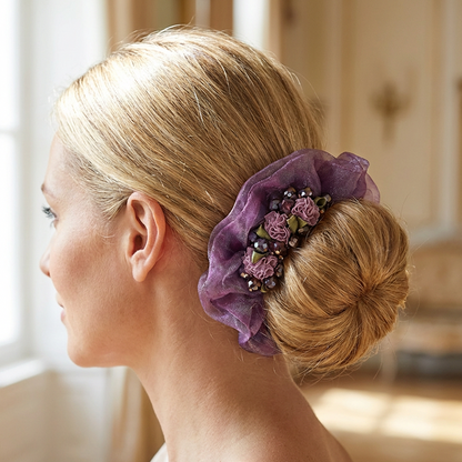 📢📢50% OFF !!!⏰Elegant Floral Organza Hair Scrunchie