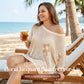 🌺 50% OFF! Women's Floral Jacquard Beach Cover-Up – Breathable Hollow-Knit, Bikini Set Included 🏖️