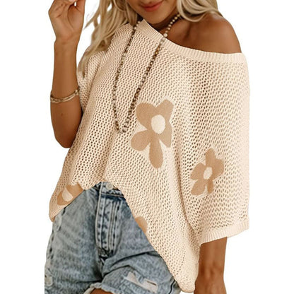 🌺 50% OFF! Women's Floral Jacquard Beach Cover-Up – Breathable Hollow-Knit, Bikini Set Included 🏖️