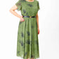 Women's A-Line Midi Dress with Belt