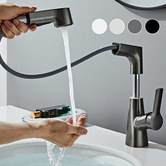 📢📢50% OFF!!⏰1 Hole Bathroom Faucet with Pull out Sprayer