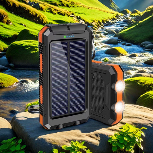 📢📢40% OFF !! ⏰ Portable Solar Power Bank – Solar Powered Charger with Dual LED Flashlights 🔋