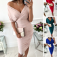 📢📢50% OFF!!⏰Women's Sexy Ruched V-Neck Bodycon Dress