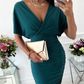 📢📢50% OFF!!⏰Women's Sexy Ruched V-Neck Bodycon Dress