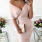 📢📢50% OFF!!⏰Women's Sexy Ruched V-Neck Bodycon Dress