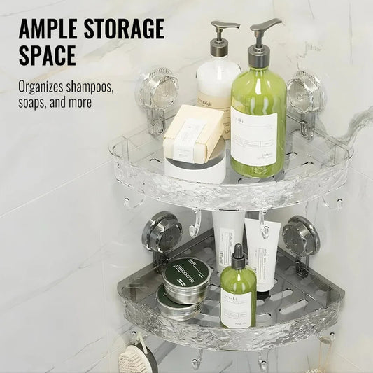 📢📢50% OFF!!⏰Wall-Mounted Shower Caddy with Suction Cup & Hooks