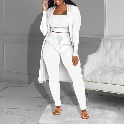 📢📢60% OFF !!!⏰Casual 3-Piece Knit Set – Cropped Top, Cardigan & Pants